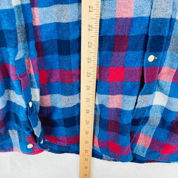 Barbour Flannel Shirt Mens XXL Tailored Fit Blue Red Button Down Long Sleeve - Picture 7 of 13